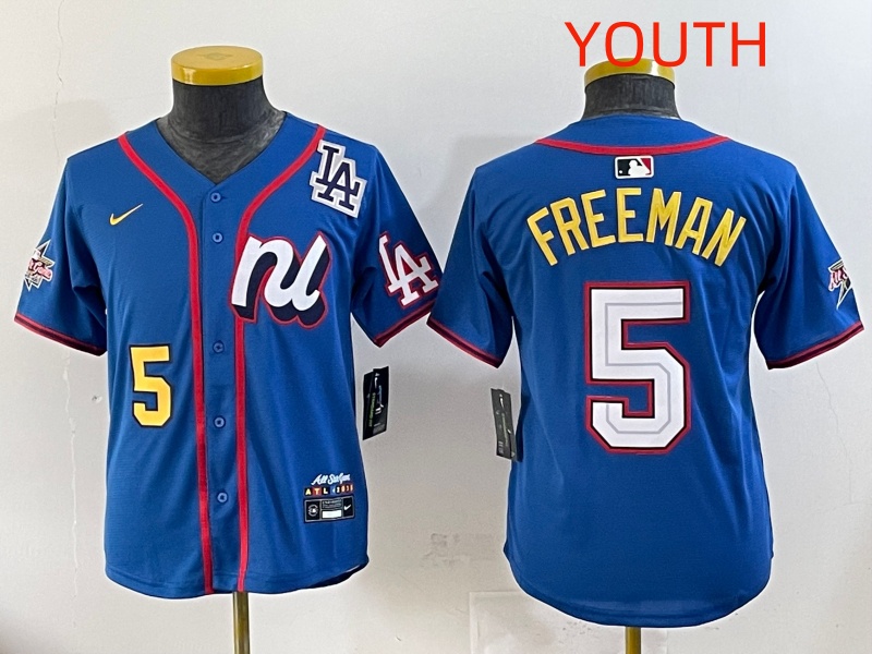 Youth 2025 Los Angeles Dodgers 5 Freeman Blue Nike 2025 MLB All Star Jersey style 003